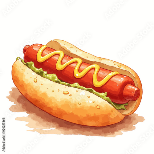 Hot Dog with Mustard and Lettuce