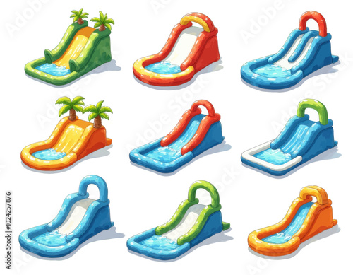 Inflatable Pool Slides and Pools Set 
