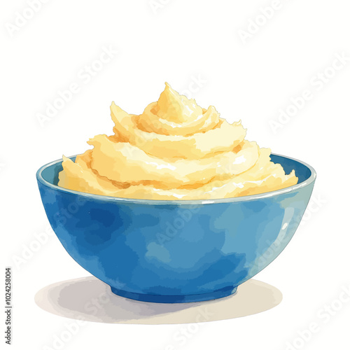 Mashed Potatoes in Blue Bowl 
