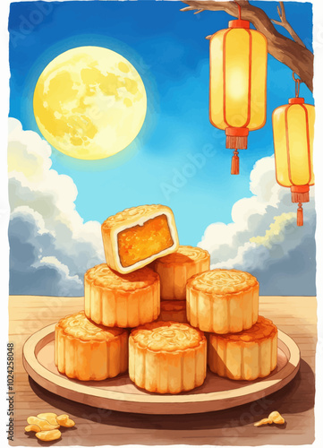 Mooncakes and Lanterns on a Tabletop