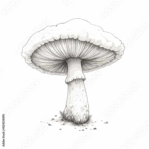 Mushroom Illustration in Black and White 

