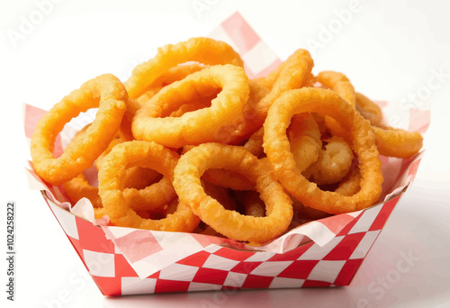 Onion Rings in Red and White Basket  
