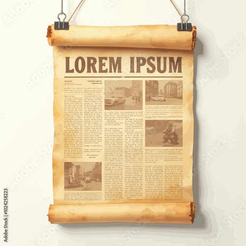 Old Newspaper Scroll with Lorem Ipsum Text 
