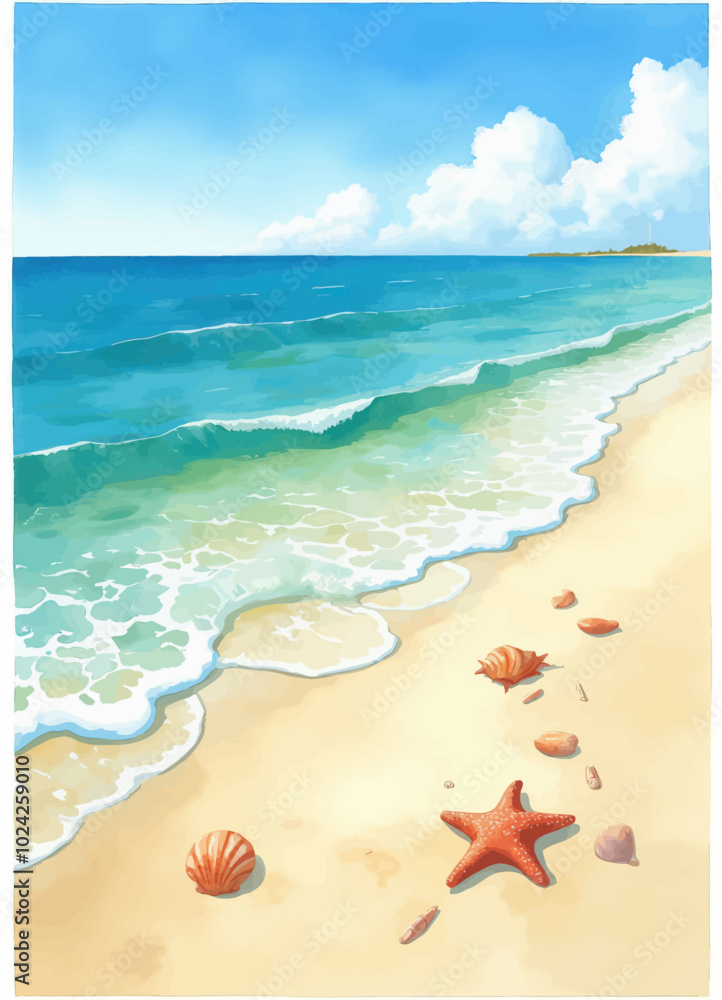 Seashells and Starfish on Sandy Beach
Seashells and Starfish on Sandy Beach