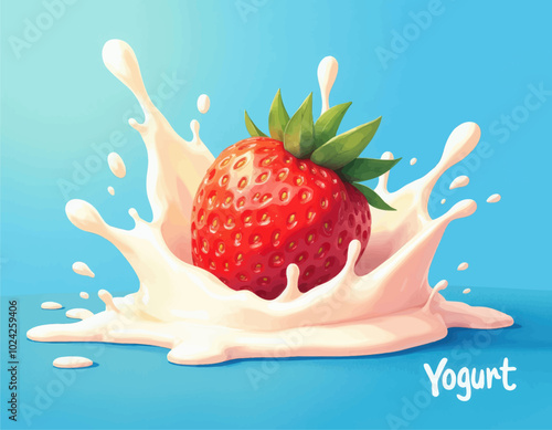 Strawberry in Yogurt Splash