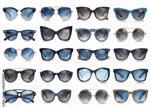 Sunglasses Collection Watercolor Illustration  
