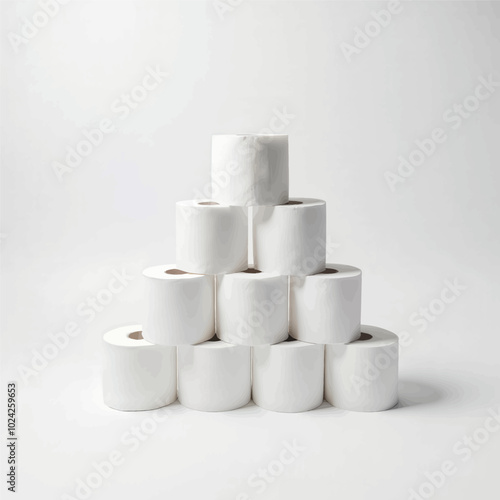 Toilet paper rolls stacked in pyramid shape