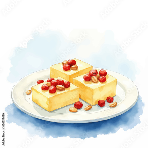 Tofu with Red Berries and Nuts  
