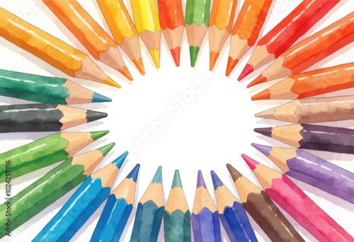 Watercolor Colored Pencils Circle 

