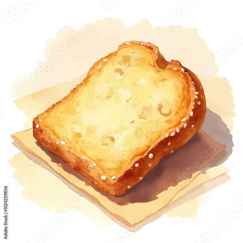 Watercolor illustration of a slice of toast.