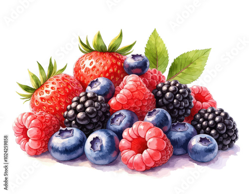 Watercolor Illustration of Berries 
