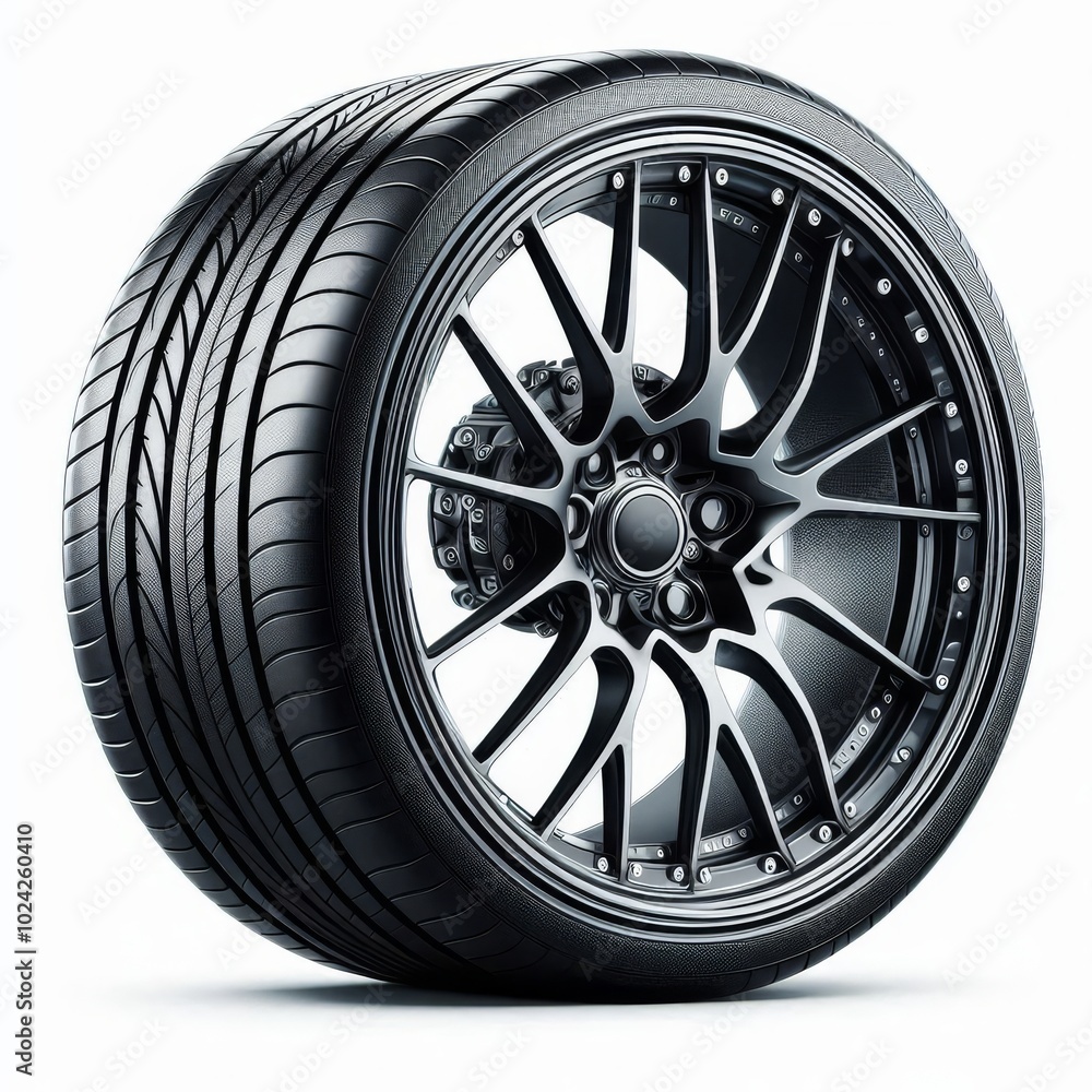 Fototapeta premium Wheels, tires and discs , Car tire isolated on white background, transparent png 