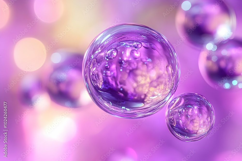 Purple Abstract Background with Glowing Spheres Purple Abstract Background with Glowing Spheres