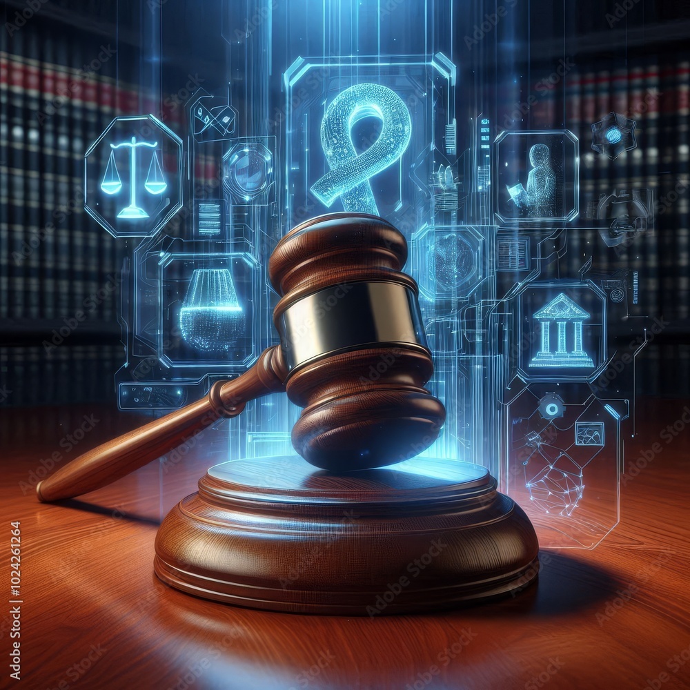 Digital Gavel Symbolizing Law and Technology Digital Gavel Symbolizing Law and Technology