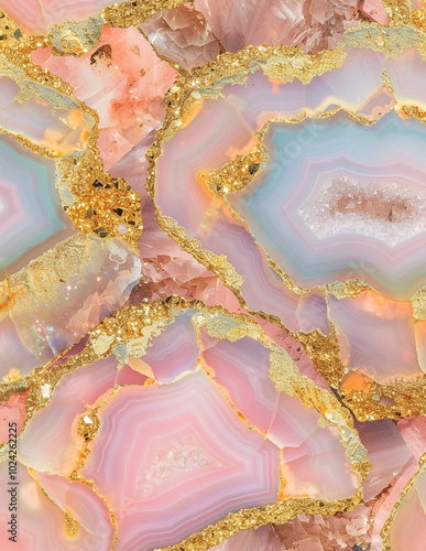 Agate Crystal Geode Gemstone Blush Gold