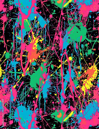 Neon Paint Splatter Paper Background