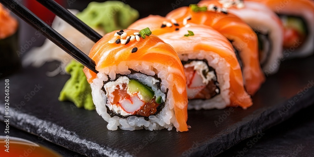 chopsticks holding sushi chopsticks holding sushi