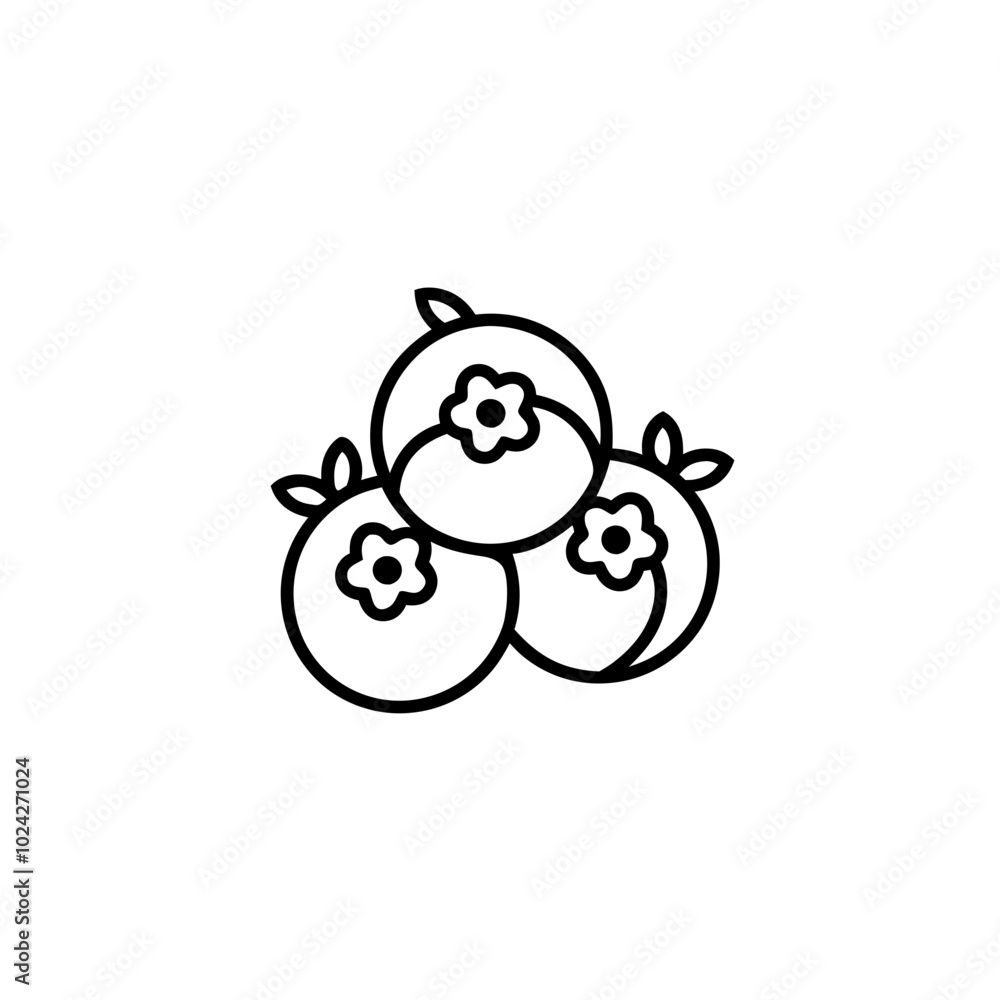 Obraz premium Blueberries outline icon vector illustration 