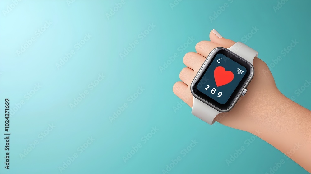 Sleek and minimalist fitness tracker device displaying heart rate data on a modern wristband flat design depicting the latest health and wellness technology Sleek and minimalist fitness tracker device displaying heart rate data on a modern wristband flat design depicting the latest health and wellness technology