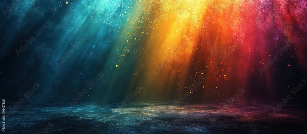 Abstract background with blue, orange and red light beams and glitter. Abstract background with blue, orange and red light beams and glitter.