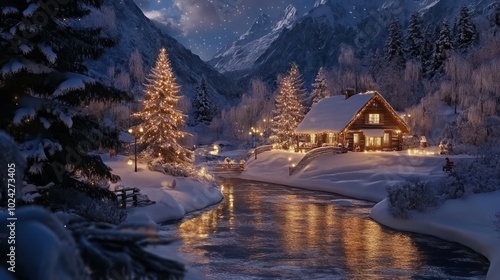 Winter landscape christmas concept