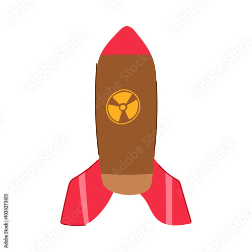 fission atomic bomb cartoon. fusion explosion, radiation uranium, detonation fallout fission atomic bomb sign. isolated symbol vector illustration
