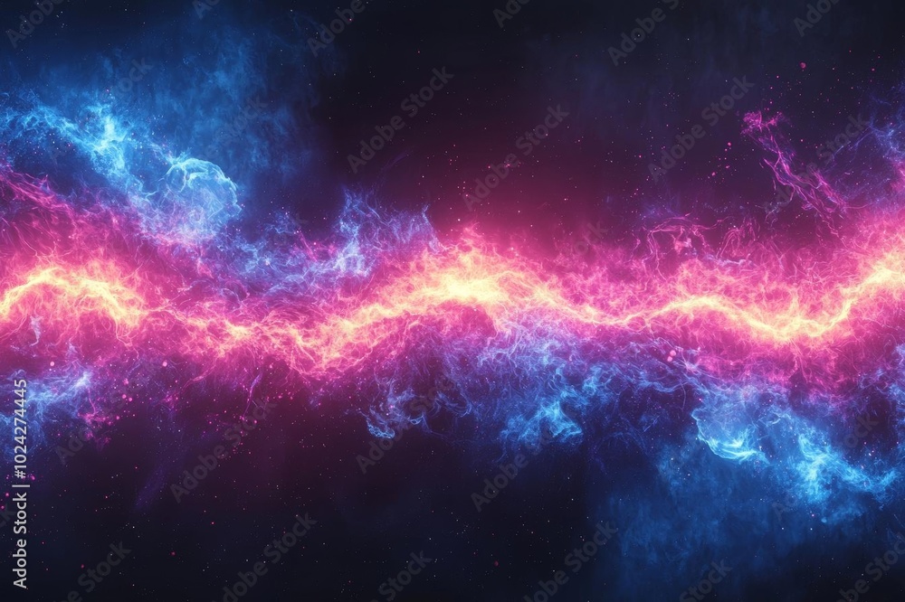 Fototapeta premium Vibrant abstract explosion of color and energy, showcasing a stunning interplay of blue and pink hues against a dark background.