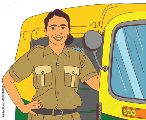 Indian female auto rickshaw driver, women empowerment and independent