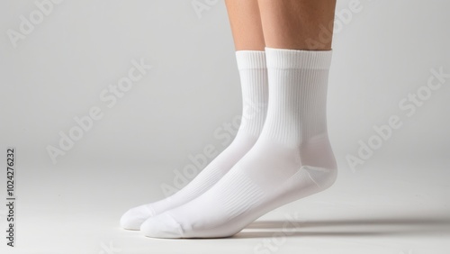 Minimalist socks mockup in neutral colors, showcasing a simple ankle-length design. Great for fashion or product mockups with no logos or text for a versatile use