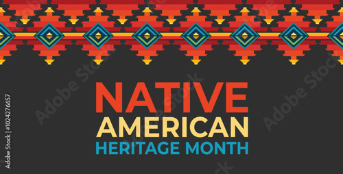 Native american heritage Month greeting Vector banner, poster, card, content for social media with the text Native american heritage background