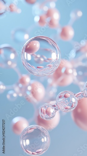 Floating bubbles on a soft blue background