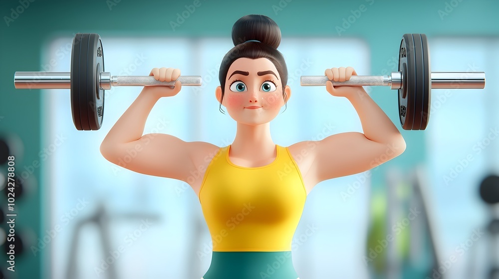 Determined Fitness Enthusiast Lifting Weights with Intensity in a Modern Well Equipped Gym Facility Determined Fitness Enthusiast Lifting Weights with Intensity in a Modern Well Equipped Gym Facility