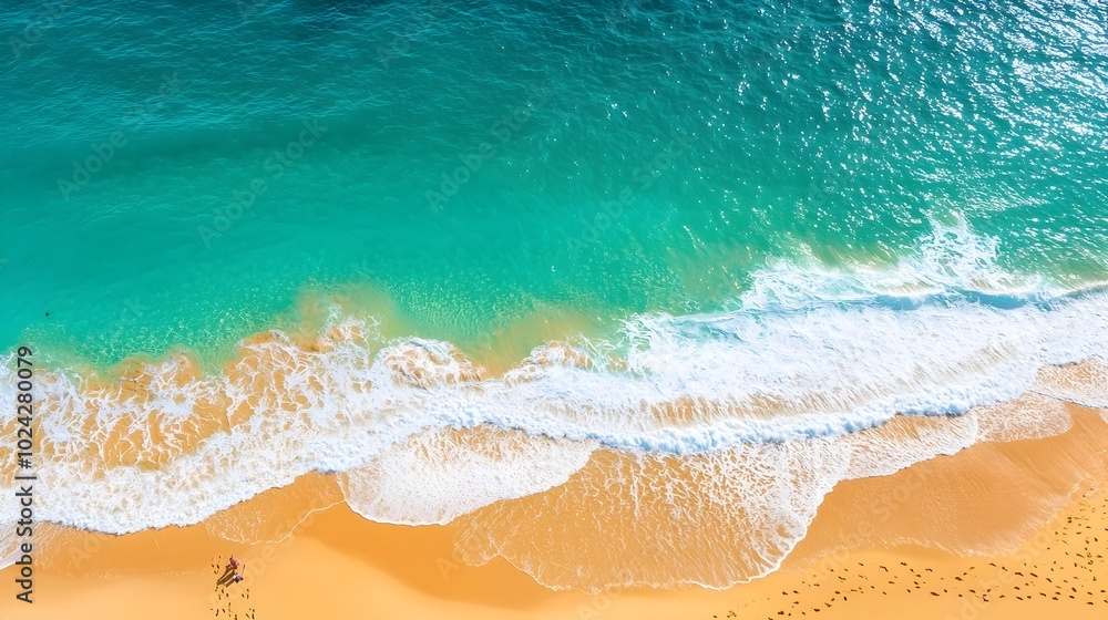 Breathtaking aerial panoramic view of a stunning tropical beach with crystal clear turquoise waters and pristine white sand This idyllic beach scene evokes a sense of serenity relaxation Breathtaking aerial panoramic view of a stunning tropical beach with crystal clear turquoise waters and pristine white sand This idyllic beach scene evokes a sense of serenity relaxation