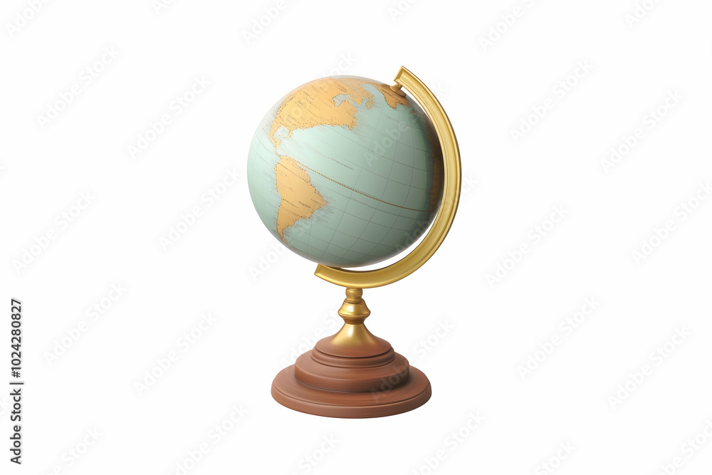 3D Render of a Globe on a Wooden Stand 3D Render of a Globe on a Wooden Stand