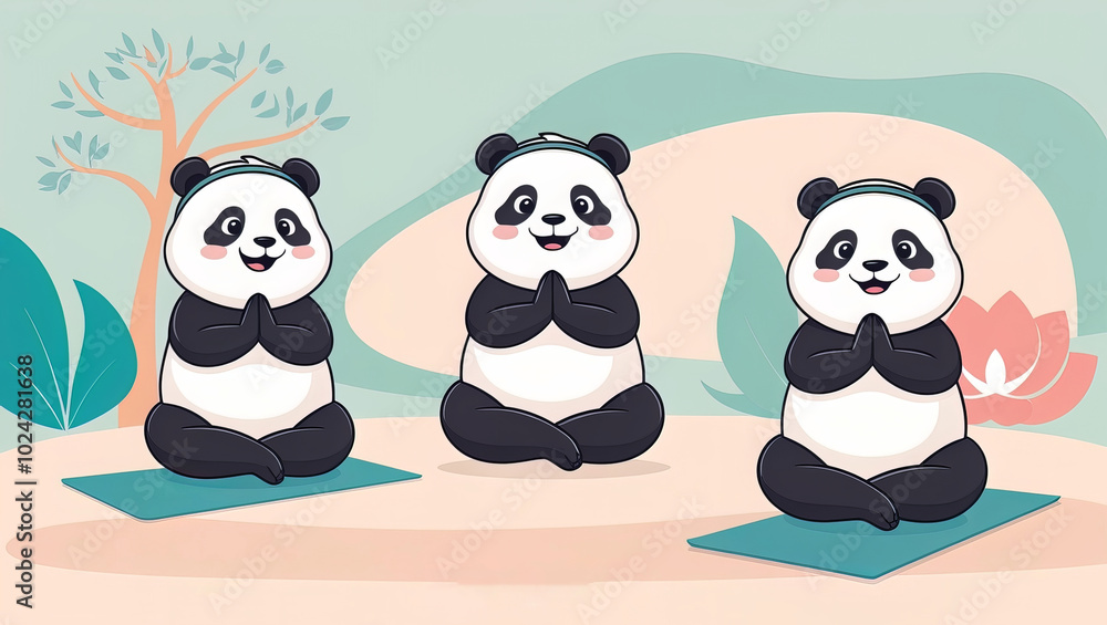 Cute peaceful vector illustration of a panda Cute peaceful vector illustration of a panda
