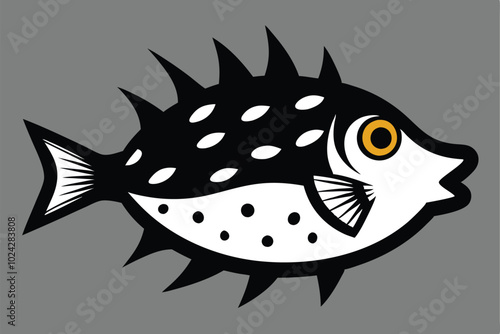 Solid color Porcupinefish animal vector design