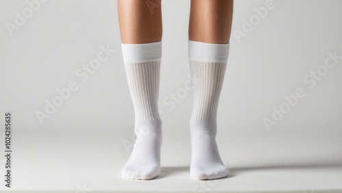 High-quality socks mockup displaying a folded pair with a basic, clean design. Perfect for apparel presentations or e-commerce product displays, ready for customization