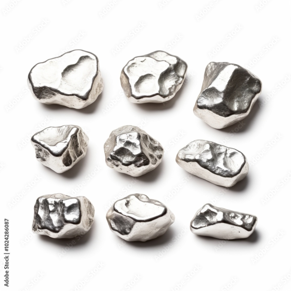 silver nuggets isolated on white silver nuggets isolated on white