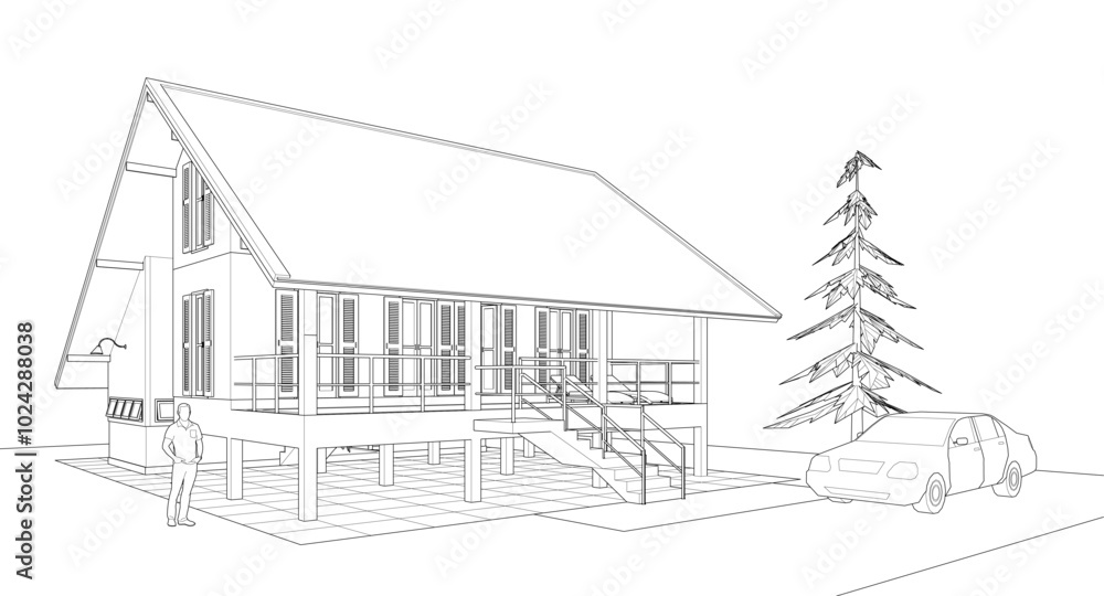house architectural sketch 3d illustration
house architectural sketch 3d illustration