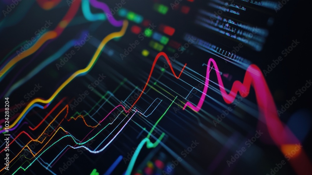 Colorful Line Graphs on a Dark Screen Colorful Line Graphs on a Dark Screen