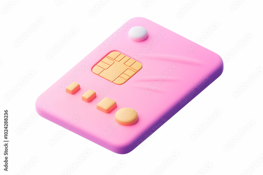 3D Pink and Gold Chip Card Illustration 3D Pink and Gold Chip Card Illustration