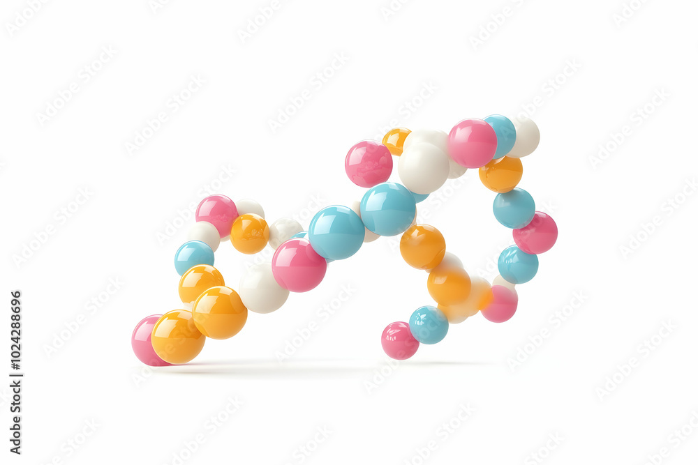 Abstract 3D Colorful Sphere Chain Illustration Abstract 3D Colorful Sphere Chain Illustration