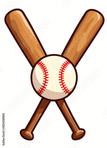 Baseball Bat and Ball Crossed