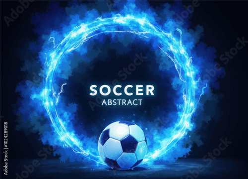 Blue Abstract Soccer Ball with Electric Effect