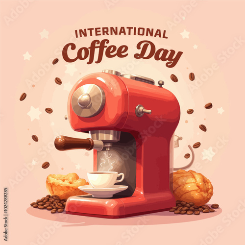 Celebrating International Coffee Day with a Red Espresso Machine