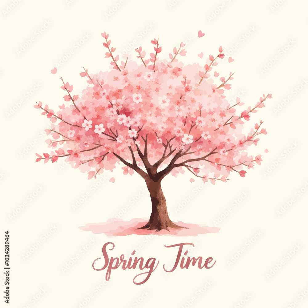 Fototapeta premium Cherry Blossom Tree in Bloom, Springtime Scene