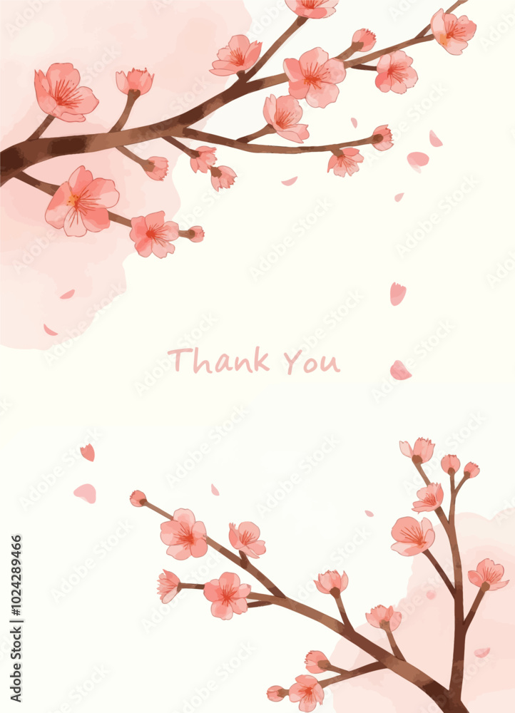 Fototapeta premium Cherry Blossoms Thank You Card