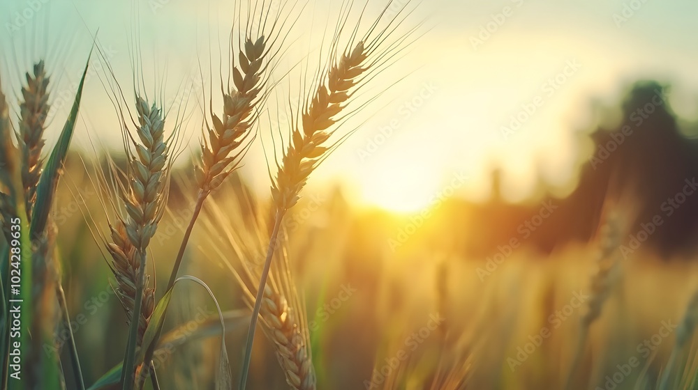 Wheat fields swaying gently in the breeze as the sun sets casting a warm golden glow over the serene pastoral landscape The undulating motion of the crops creates a mesmerizing dreamlike atmosphere Wheat fields swaying gently in the breeze as the sun sets casting a warm golden glow over the serene pastoral landscape The undulating motion of the crops creates a mesmerizing dreamlike atmosphere