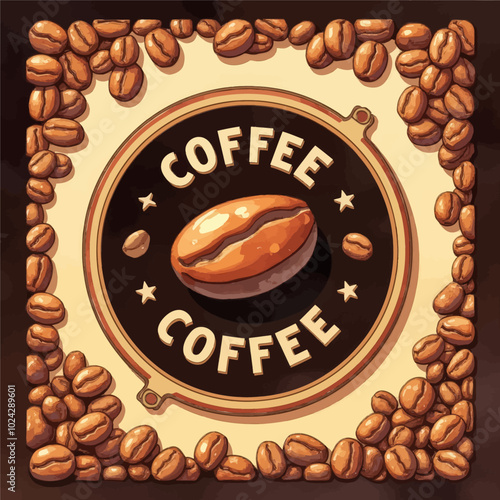 Coffee Bean Illustration with Border