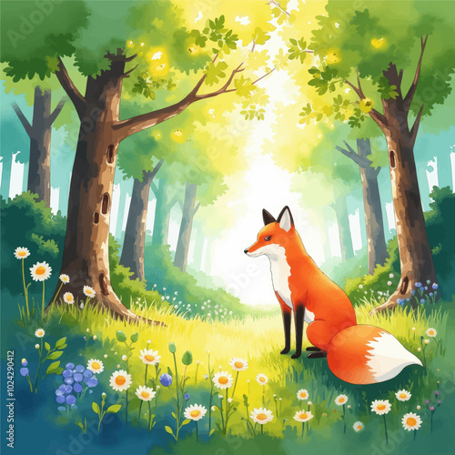 Fox in Sunlit Forest

Keywords: Fox, Forest, Sunlit, Nature, Wildlife, Animal, Flowers, Trees, Meadow, Peaceful, Woodland